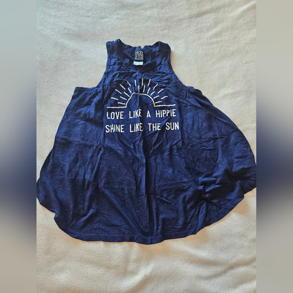 ModernLux, cropped tank, sleeveless,  blue,  size med